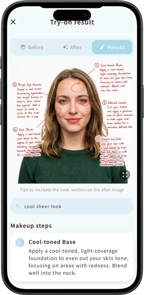 Step-by-step makeup, drawn onto your photo